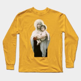 The Madonna of the Roses (Bouguereau) Transparent Background Desing Long Sleeve T-Shirt